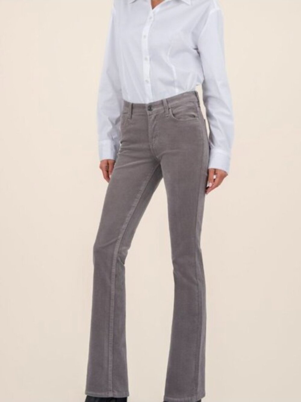 Kut from the Kloth Karen Baby Bootcut Mid-Rise Gray Corduroy Pants Size 12 NWOT - Picture 3 of 13
